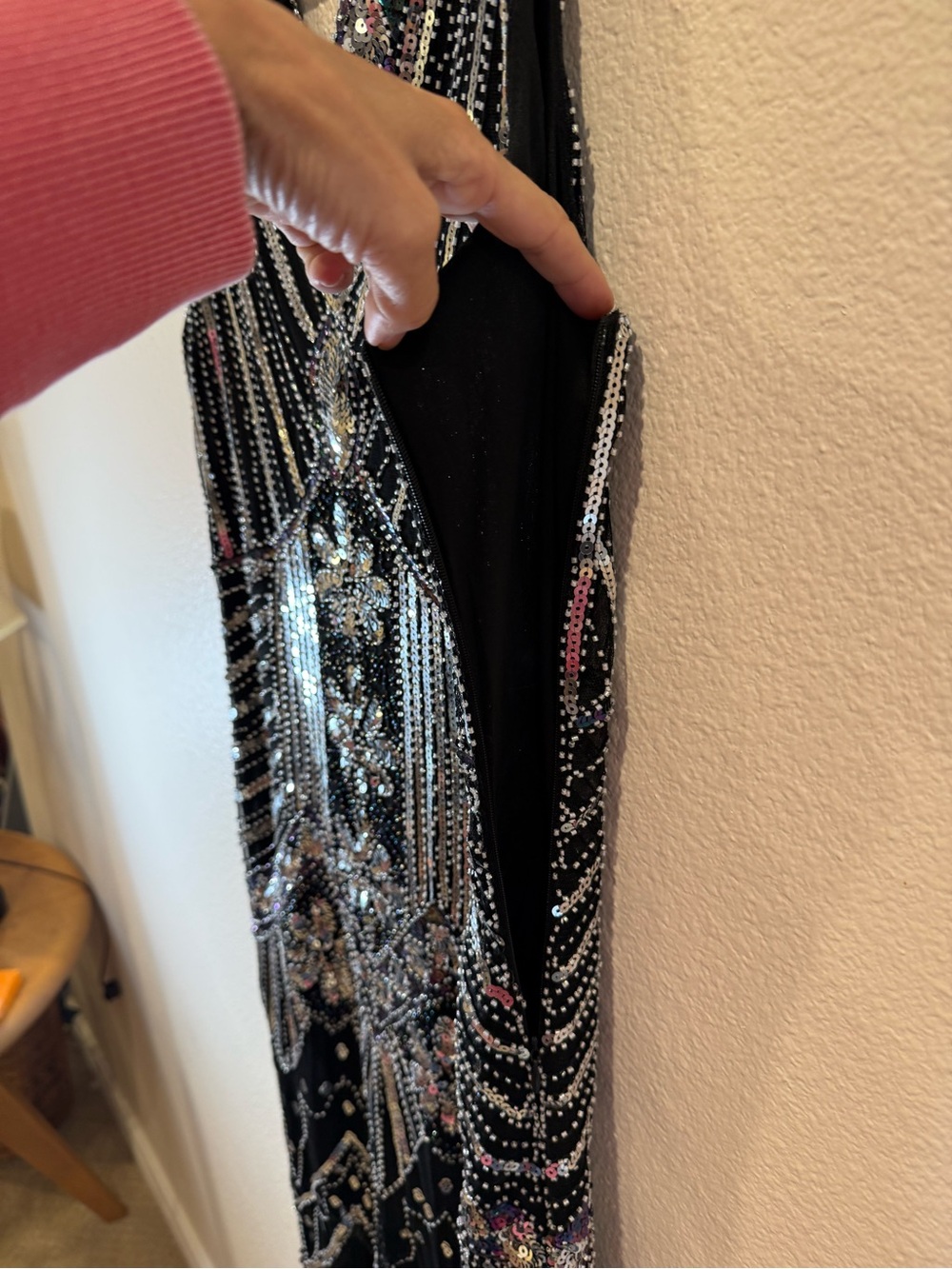 NWOT 1920’s Vintage Style Flapper Dress Sequins Fringe Black Silver Art Deco - Picture 6 of 11